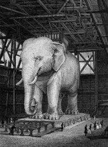 Projet de fontaine surmontée d'un éléphant pour la place de la Bastille par Jean Antoine Alavoine, 1813