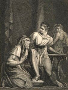 "Priam baise les mains d'Achille", gravure de Luigi Schiavonetti (1765-1810) d'après Johann Heinrich Füssli (1741-1825), 1805 © BNF