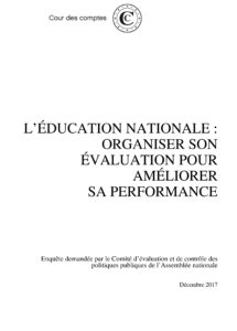 L’Éducation nationale : organiser son évaluation pour améliorer sa performance